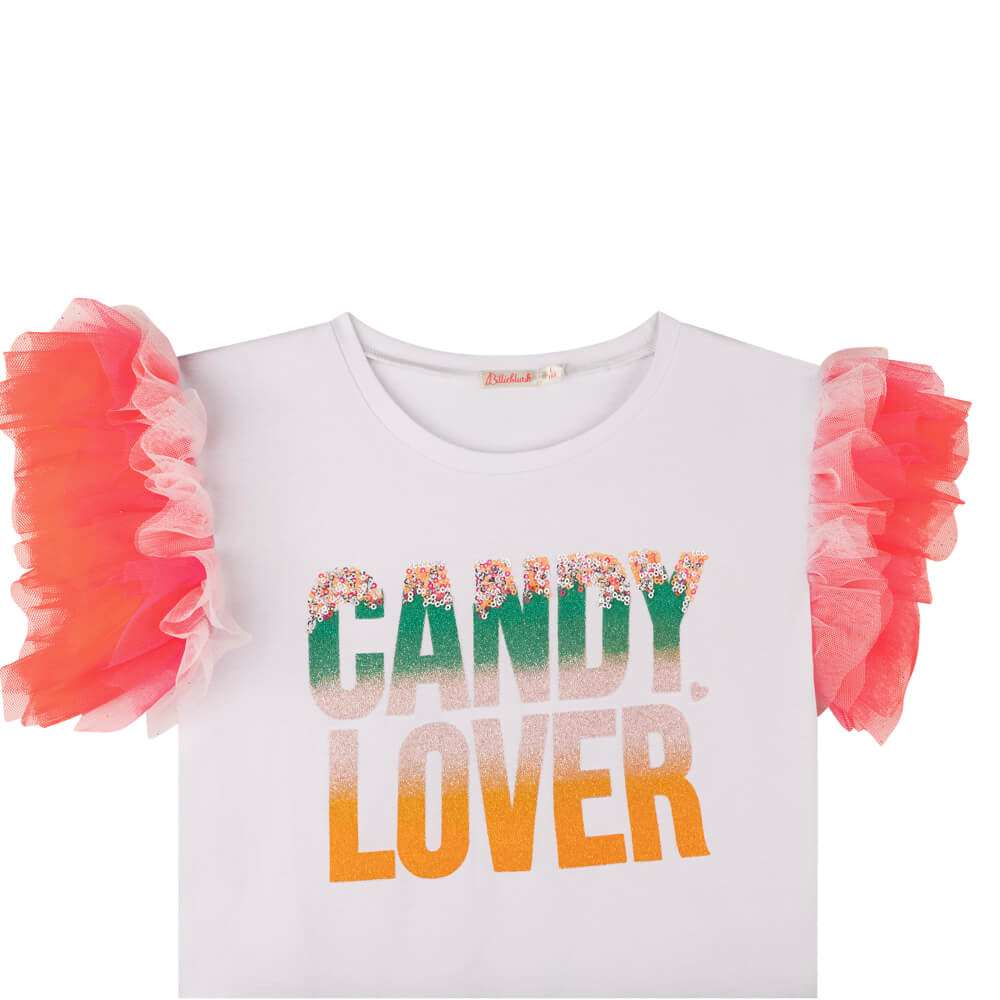 Billieblush Girls White T-Shirt With Candy Lover Writing