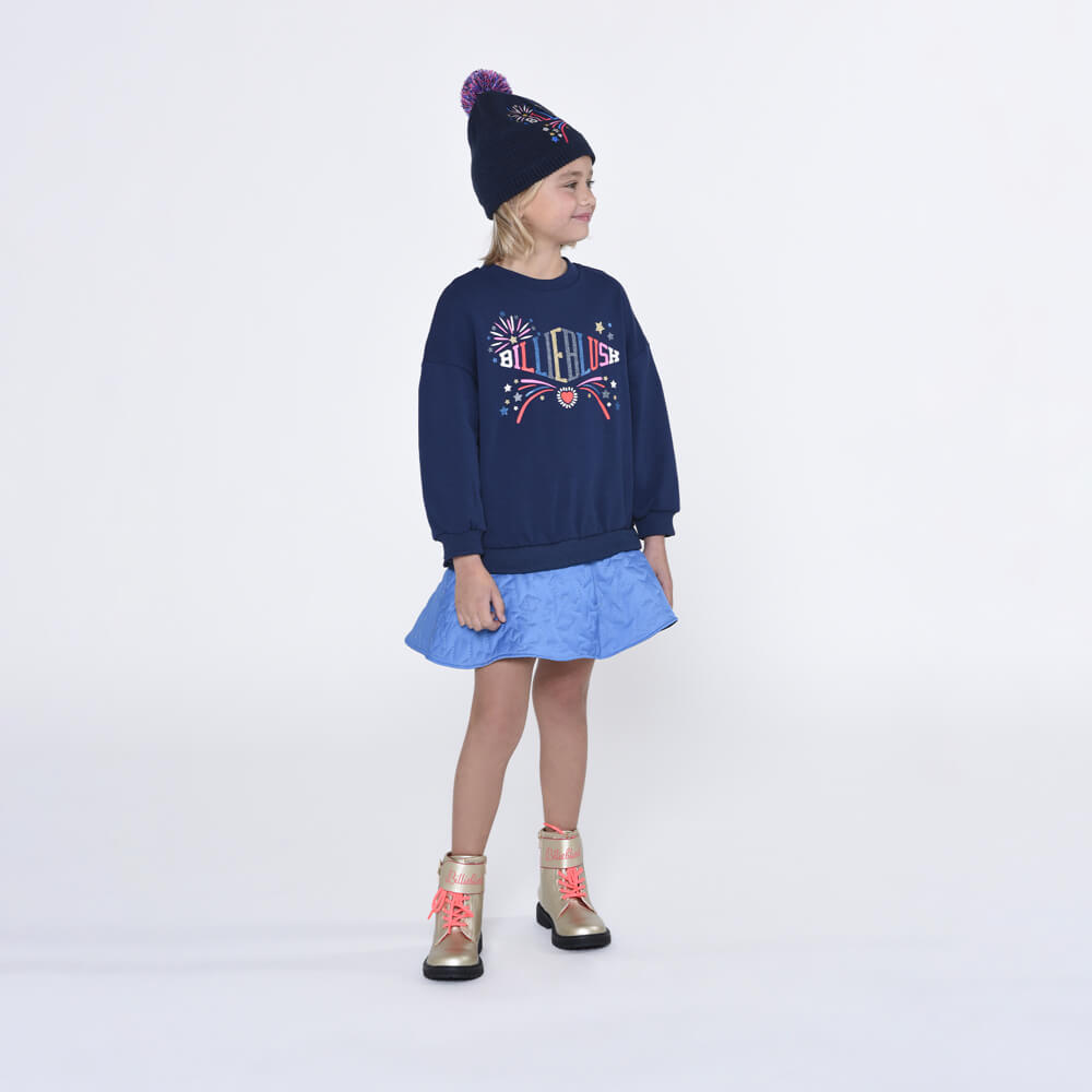 Billieblush Girls Navy Cotton Fleece Dress