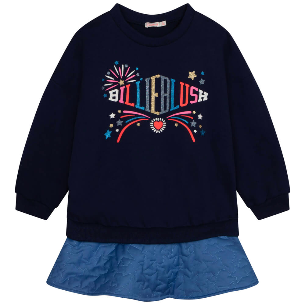 Billieblush Girls Navy Cotton Fleece Dress