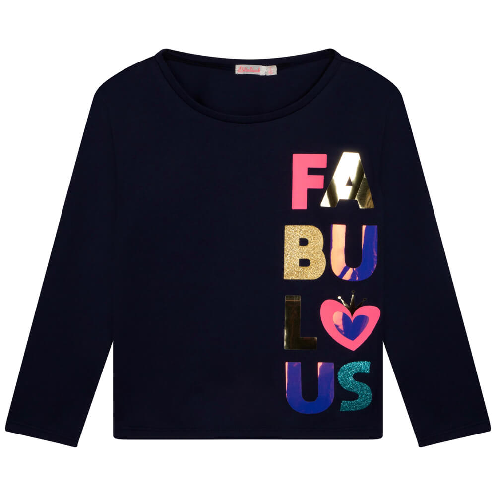 Billieblush Girls Navy Long Sleeve T-Shirt