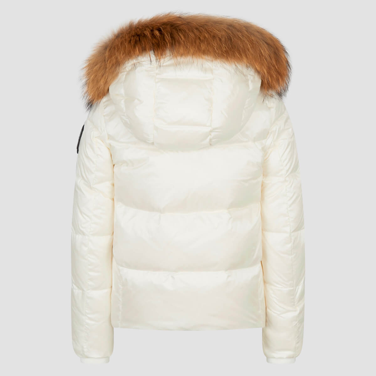 Bomboogie Kids, Girls Waisted Hooded Jacket with Fur, Optic White