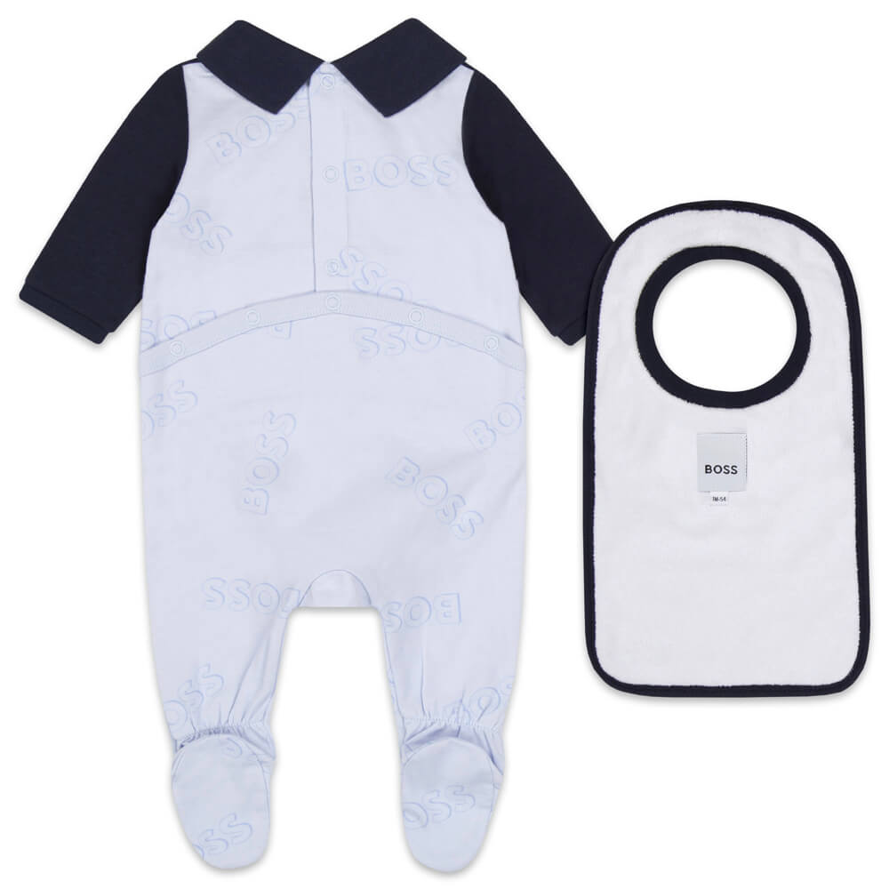 Boss Kidswear Baby Boys Blue Babysuit & Bib