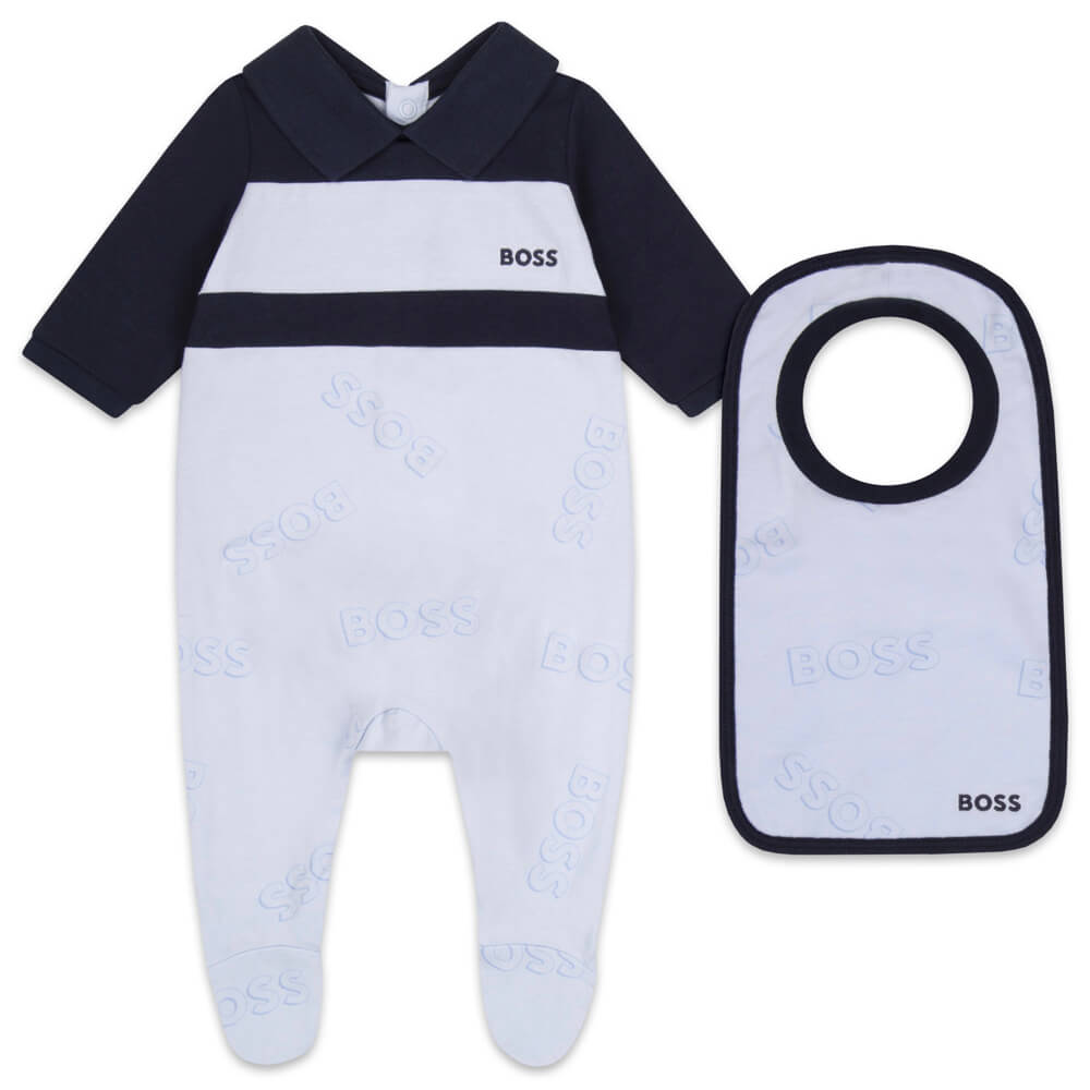 Boss Kidswear Baby Boys Blue Babysuit & Bib