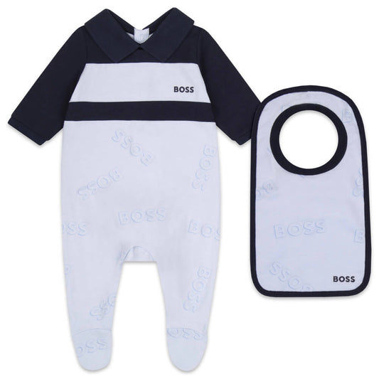 Boss Kidswear Baby Boys Blue Babysuit & Bib