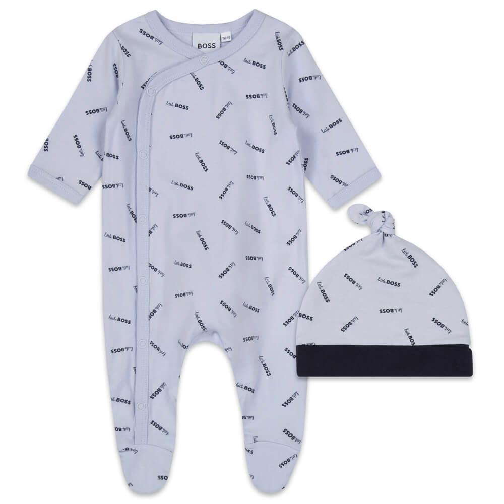 Boss Kidswear Baby Boys Blue Babysuit & Hat