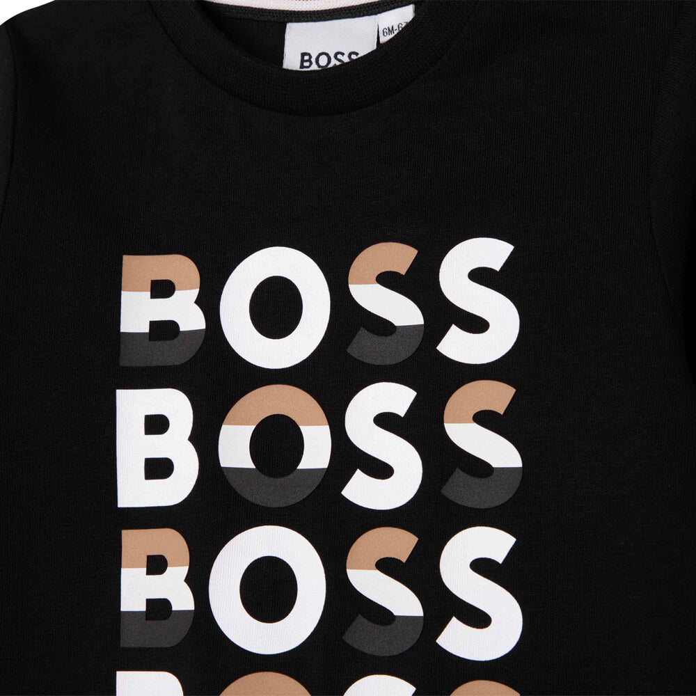 Boss Kidswear Baby Boys Black Long Sleeves T-Shirt