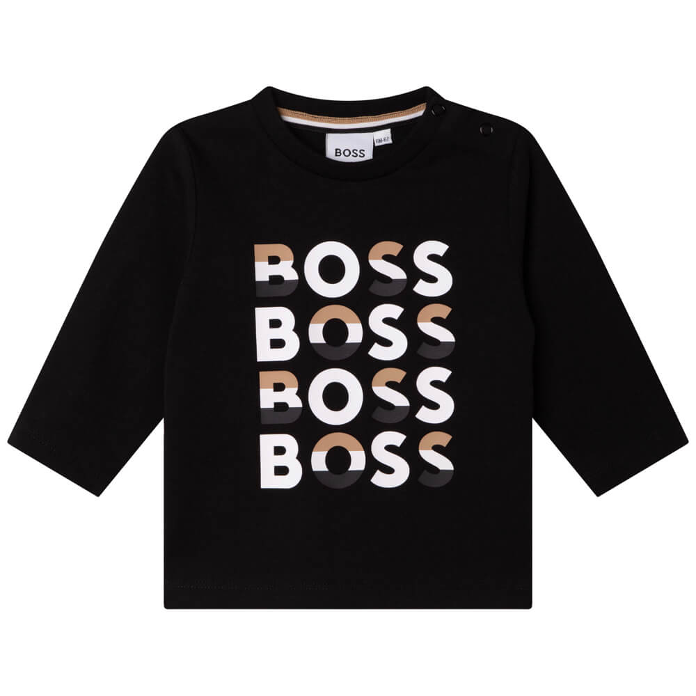 Boss Kidswear Baby Boys Black Long Sleeves T-Shirt