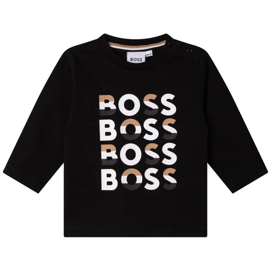 Boss Kidswear Baby Boys Black Long Sleeves T-Shirt