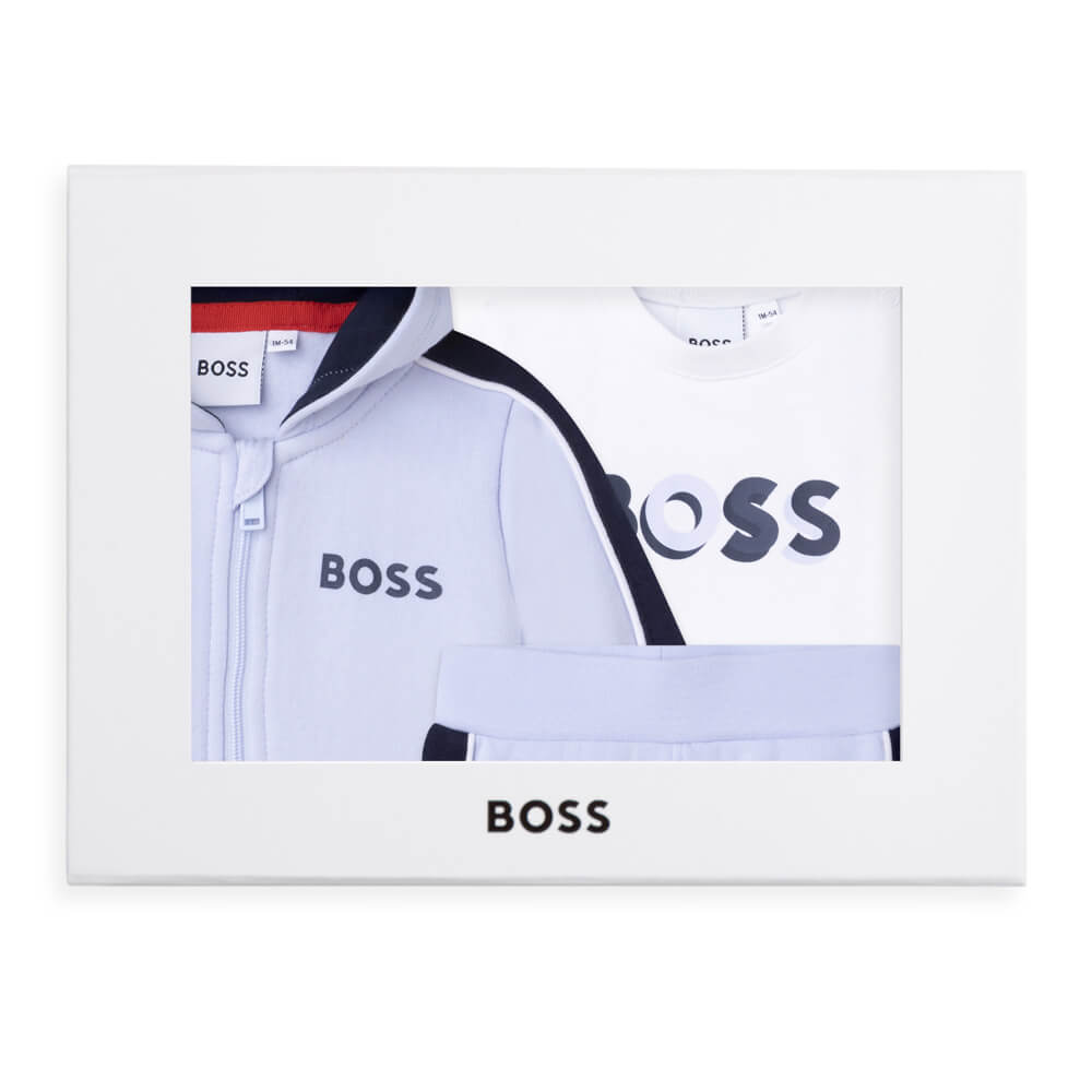 Boss Kidswear Baby Boys Blue T-Shirt Trousers & Cardigan Set