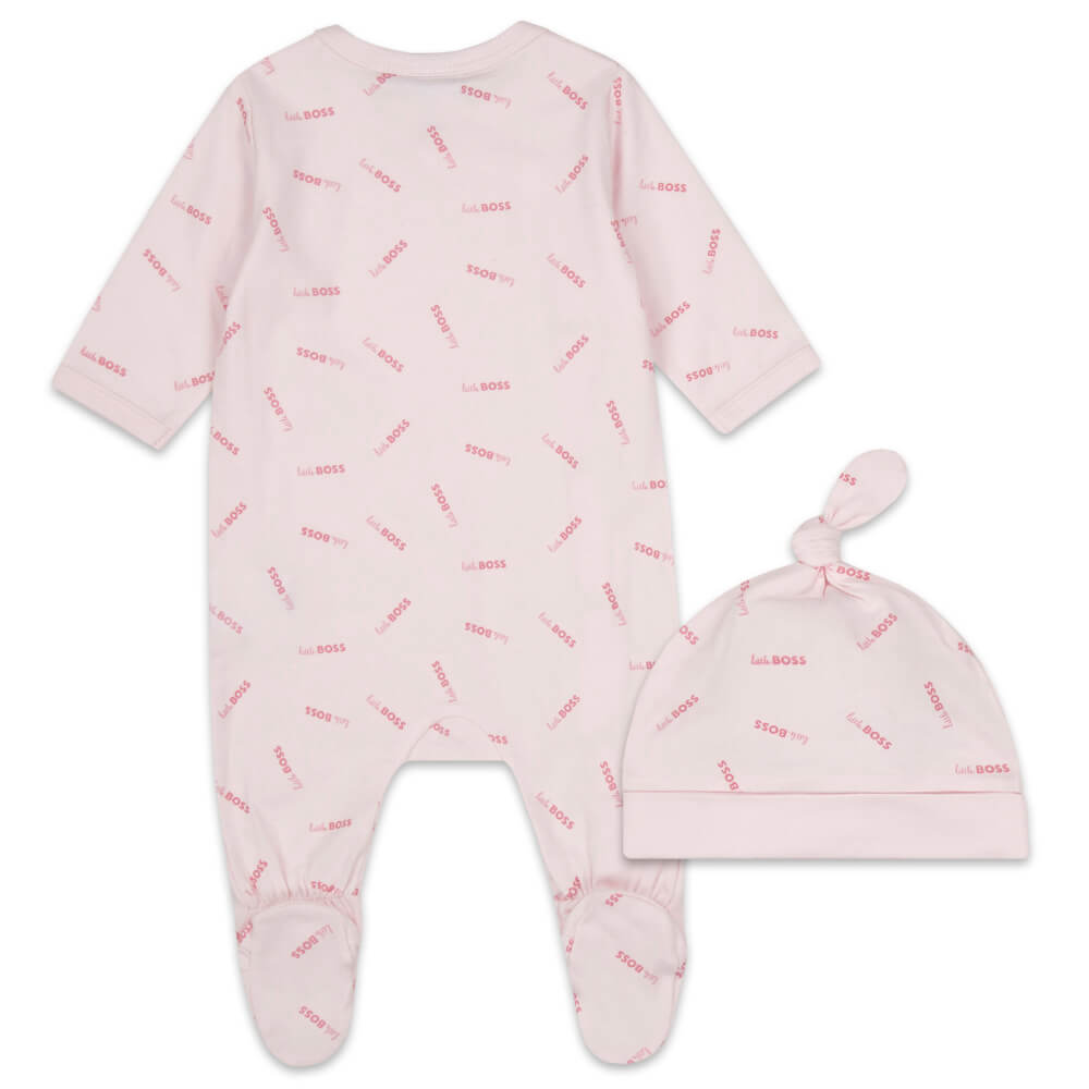 Boss Kidswear Baby Girls Pink Babysuit + Hat