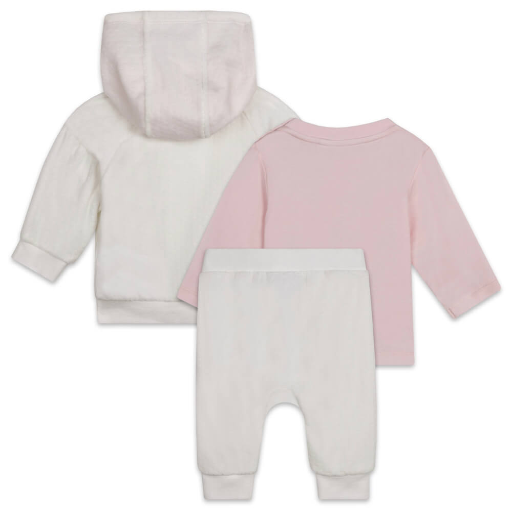 Boss Kidswear Baby Girls White T-Shirt Trousers & Cardigan Set