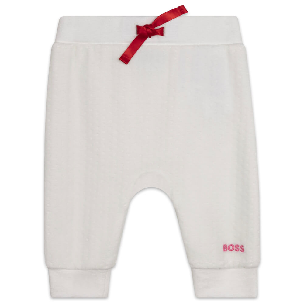Boss Kidswear Baby Girls White T-Shirt Trousers & Cardigan Set