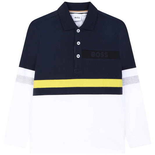 Boss Kidswear Boys Navy Blue Long Sleeve Polo