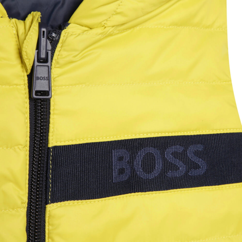 Boss Kidswear Boys Yellow Puffer Jacket Sleeveless