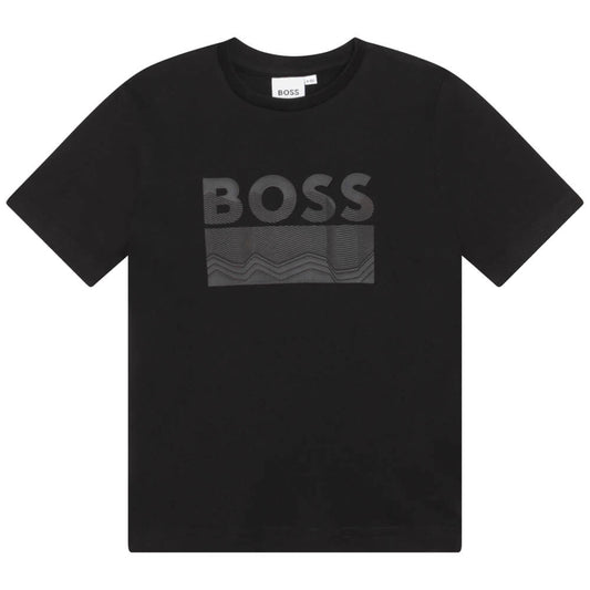 Boss Kidswear Boys Black Short Sleeves Cotton T-Shirt