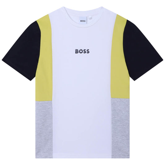 Boss Kidswear Boys White Short Sleeves Stretch T-Shirt