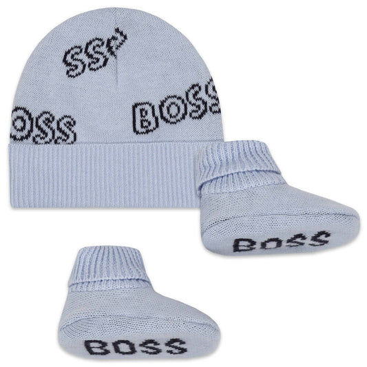 Boss Kidswear Unisex Blue Beanie Hat and Booties