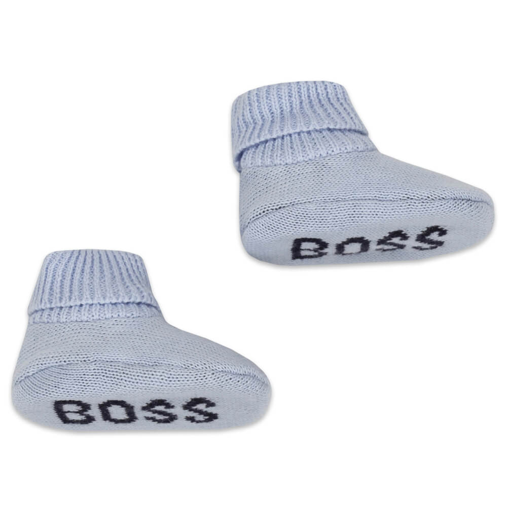 Boss Kidswear Unisex Blue Beanie Hat and Booties