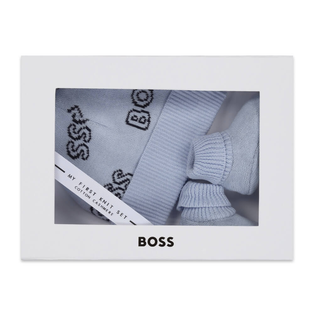 Boss Kidswear Unisex Blue Beanie Hat and Booties