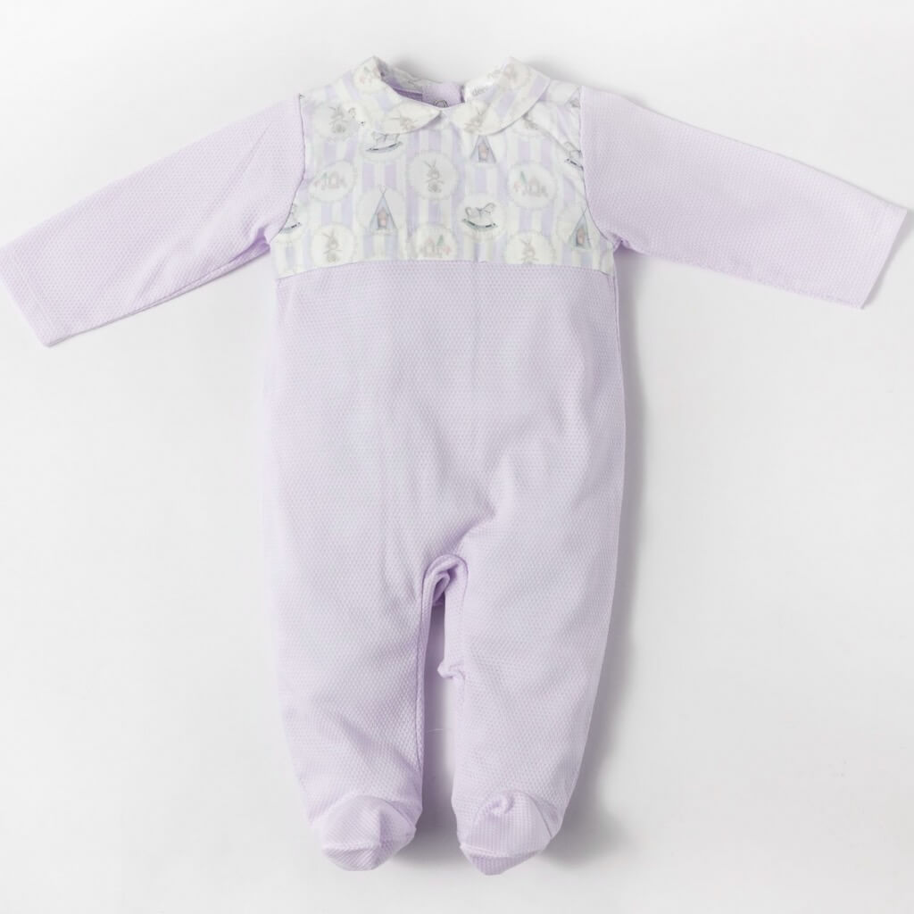 Deolinda Baby Girls Pink All in One Babysuit With Horse Print