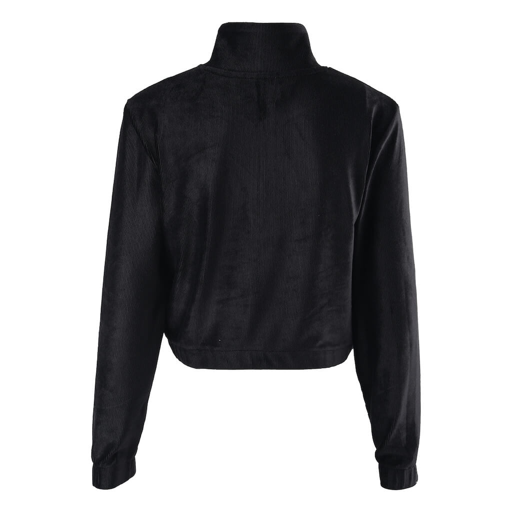 Juicy Couture Girls Black Corduroy Velour Quarter Zip Sweater
