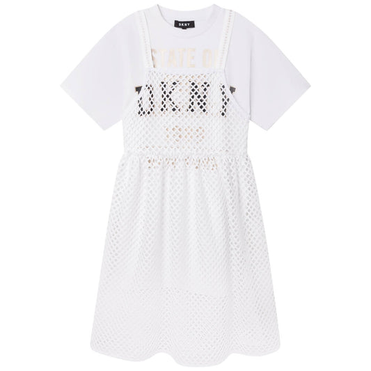 DKNY Girls, Dress With Logo, White
