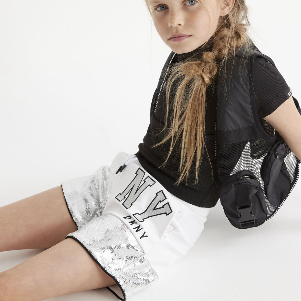 Girls Light Grey Fancy Shorts