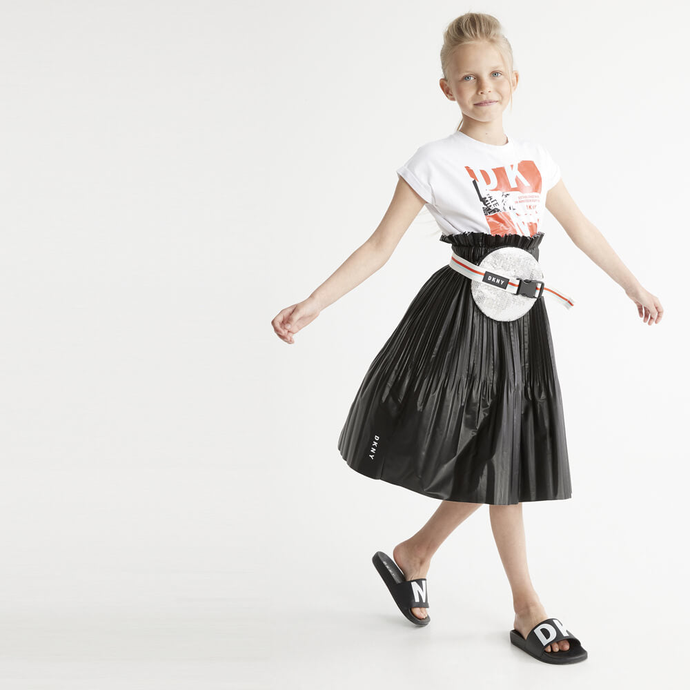 DKNY Girls, Short Sleeves Tee-Shirt, White Red
