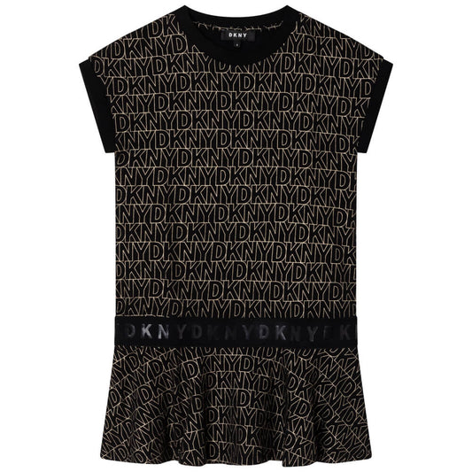DKNY Girls, Sleeve Dress, Black Yellow