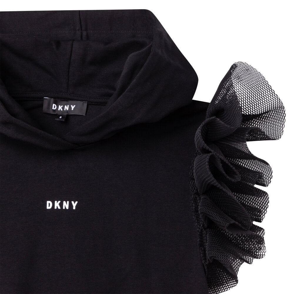 DKNY Girls, Sleeve Dress With Logo, Black