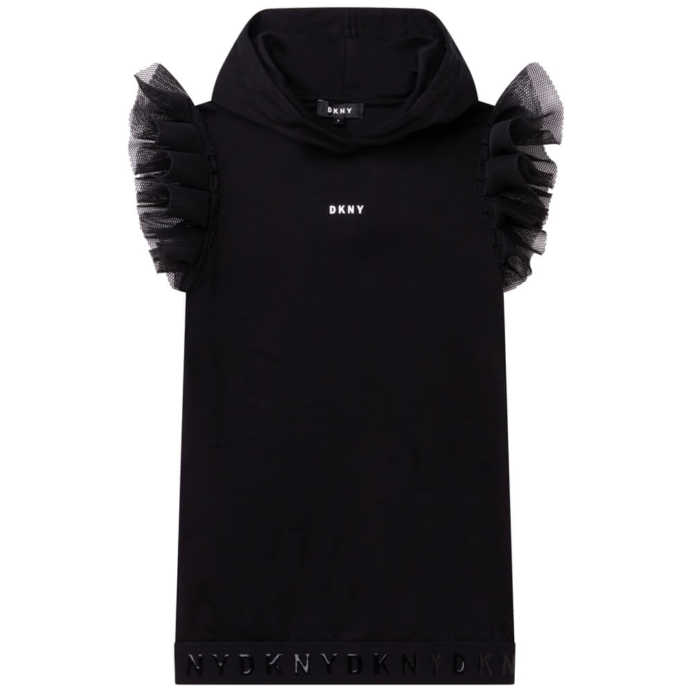 DKNY Girls, Sleeve Dress With Logo, Black