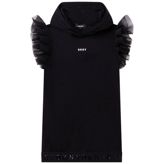 DKNY Girls, Sleeve Dress With Logo, Black