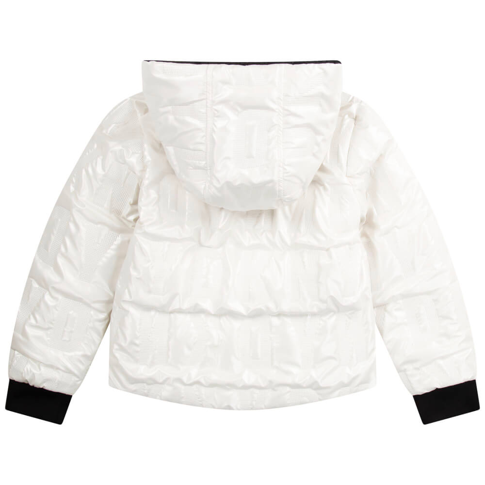 DKNY Kidswear, Girls Reversible Puffer Jacket, White & Black