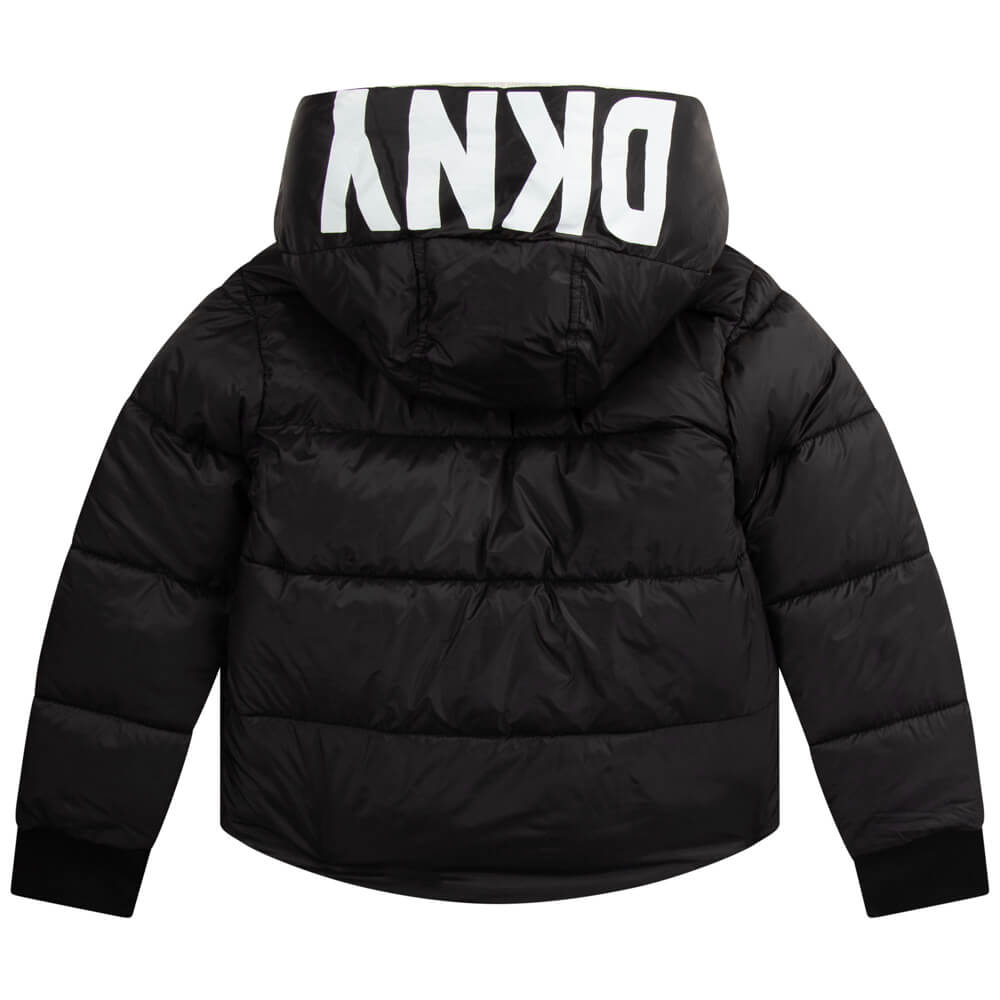 DKNY Kidswear, Girls Reversible Puffer Jacket, White & Black