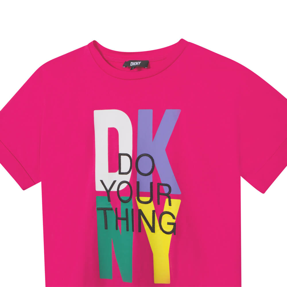 DKNY Kidswear, Girls Short Sleeves T-Shirt, Pink