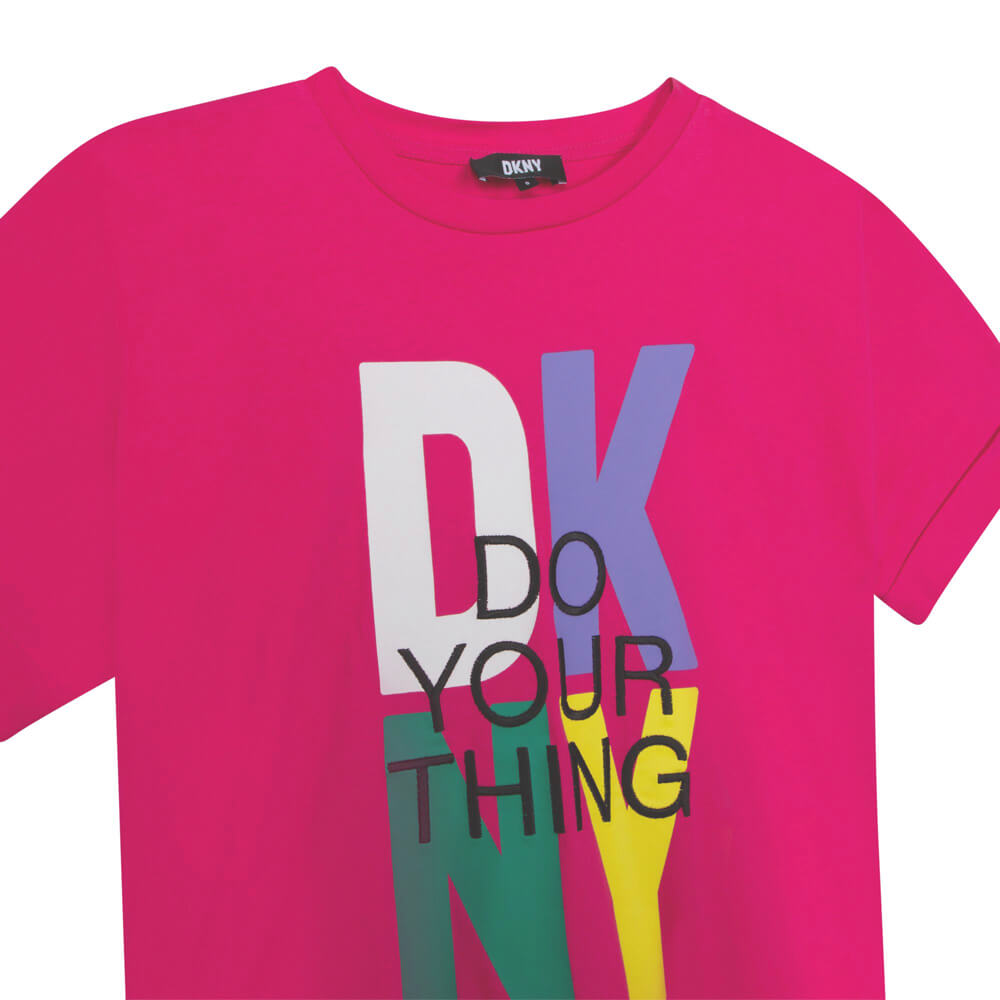DKNY Kidswear, Girls Short Sleeves T-Shirt, Pink