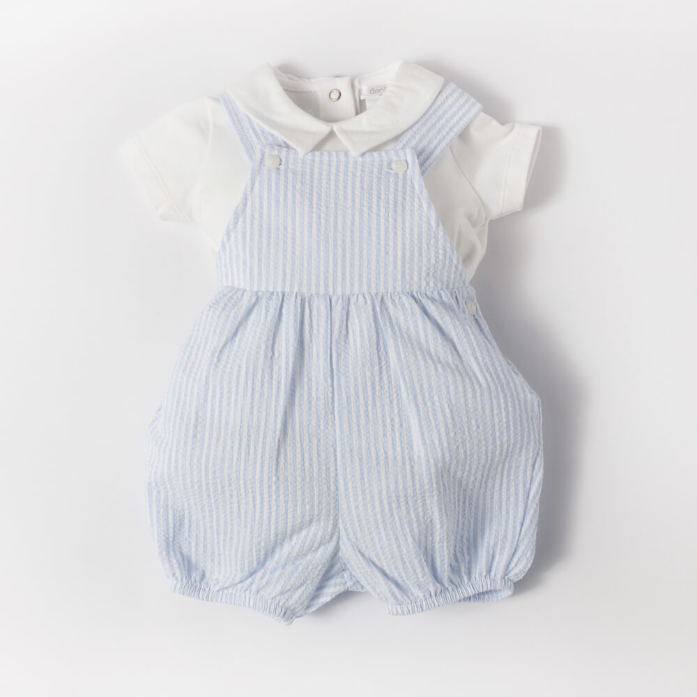 Deolinda Baby Boys Blue & White Dungaree and Polo T-Shirt Combo Set
