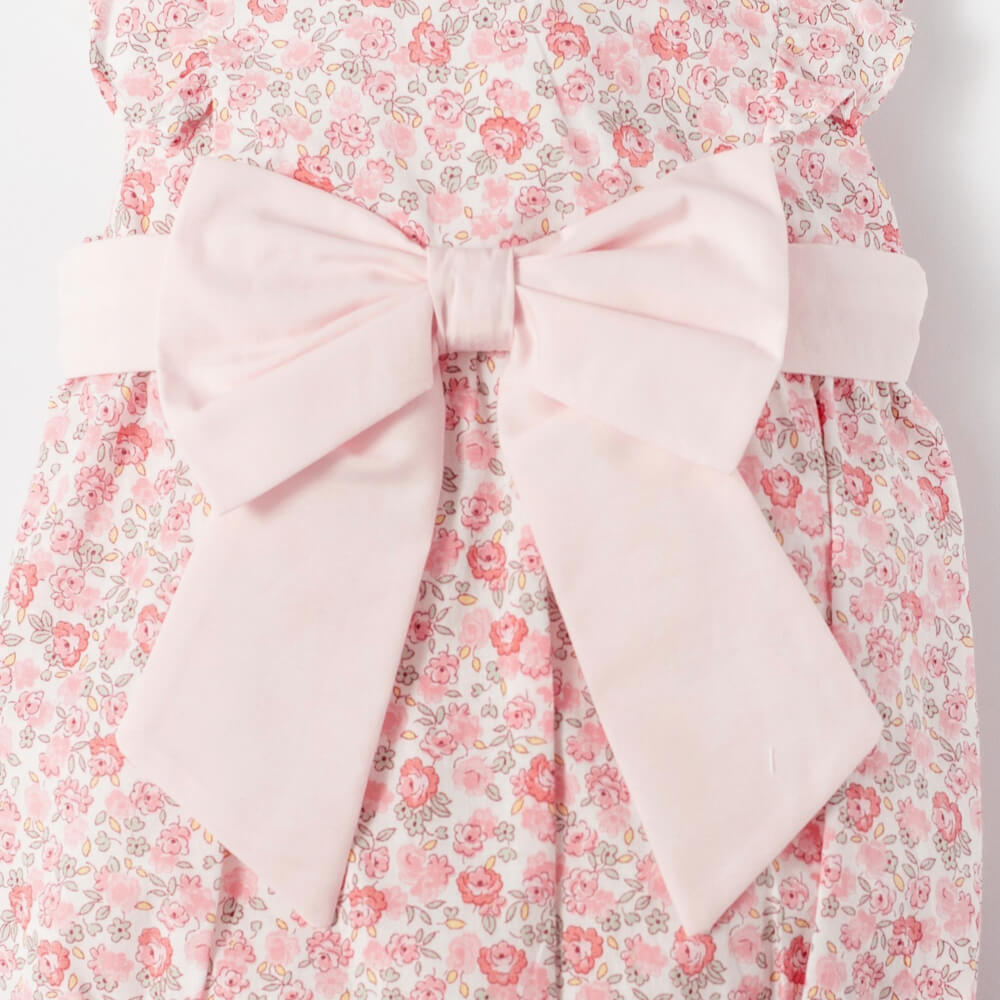 Deolinda Baby Girls Pink Romper With Large Bow Tie
