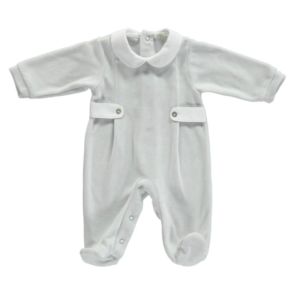 Deolinda Unisex Grey Babysuit in Grey Velour
