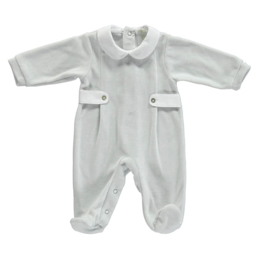 Deolinda Unisex Grey Babysuit in Grey Velour