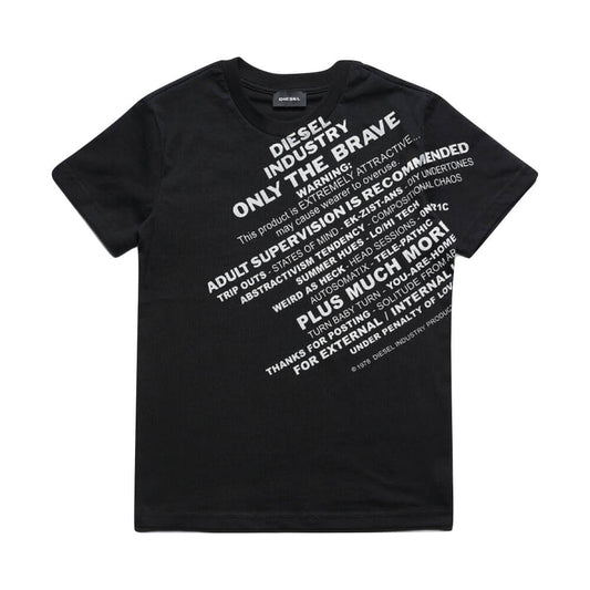 Diesel Boys Black T-Shirt With White Writing