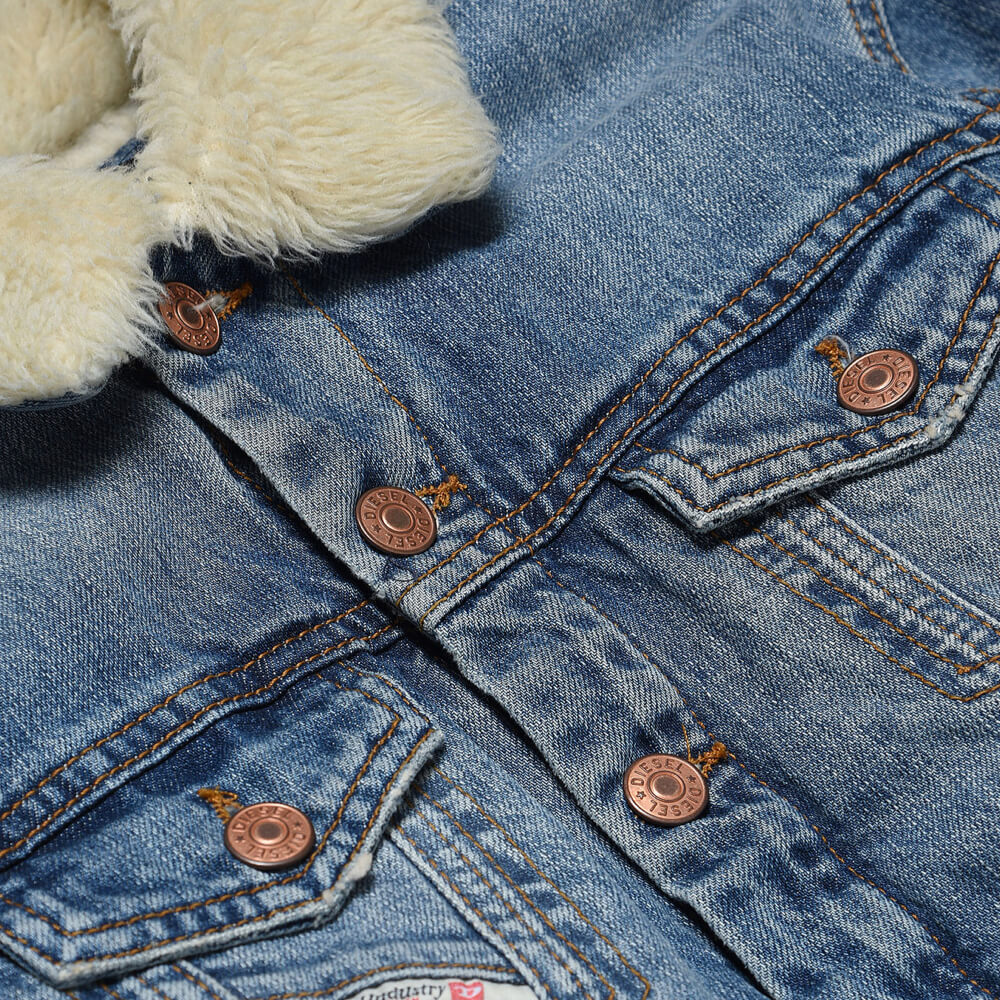 Diesel Boys Blue Fur Denim Jacket