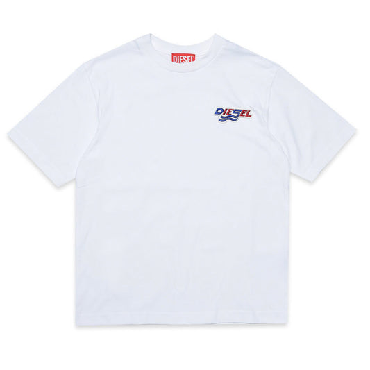 Diesel Boys White Plain T-Shirt With Logo