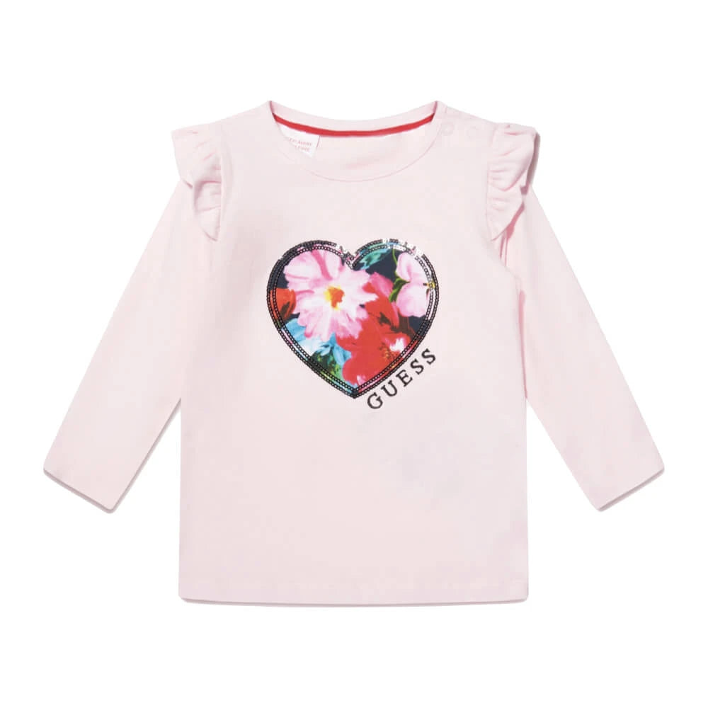 Guess Baby Girls Pink & Multi Long Sleeve Top and Leggings Combo Set