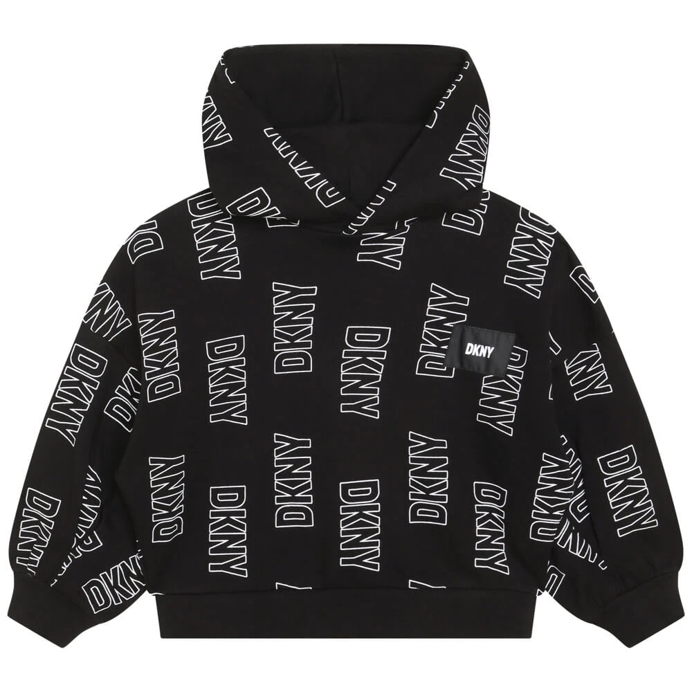 DKNY Kids, Girls Hooded Sweatshirt, White Black