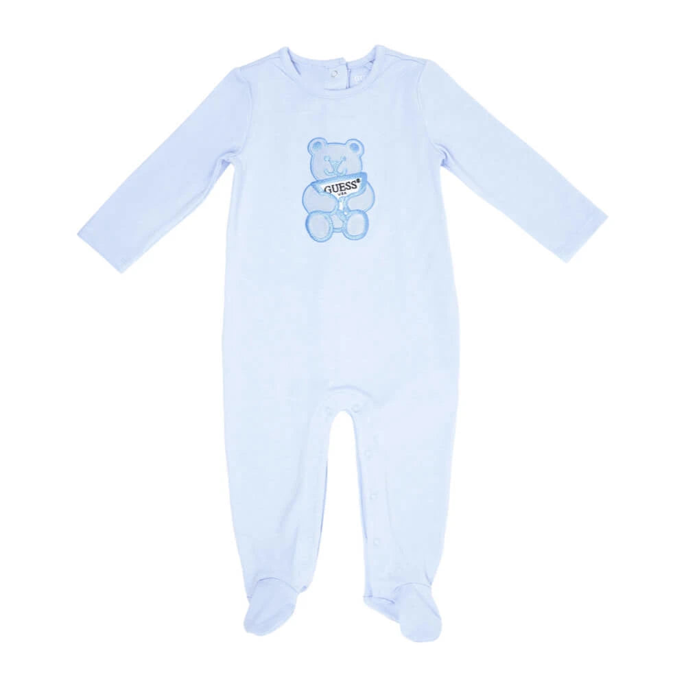 Guess Unisex Blue Stretch Jersey Babysuit