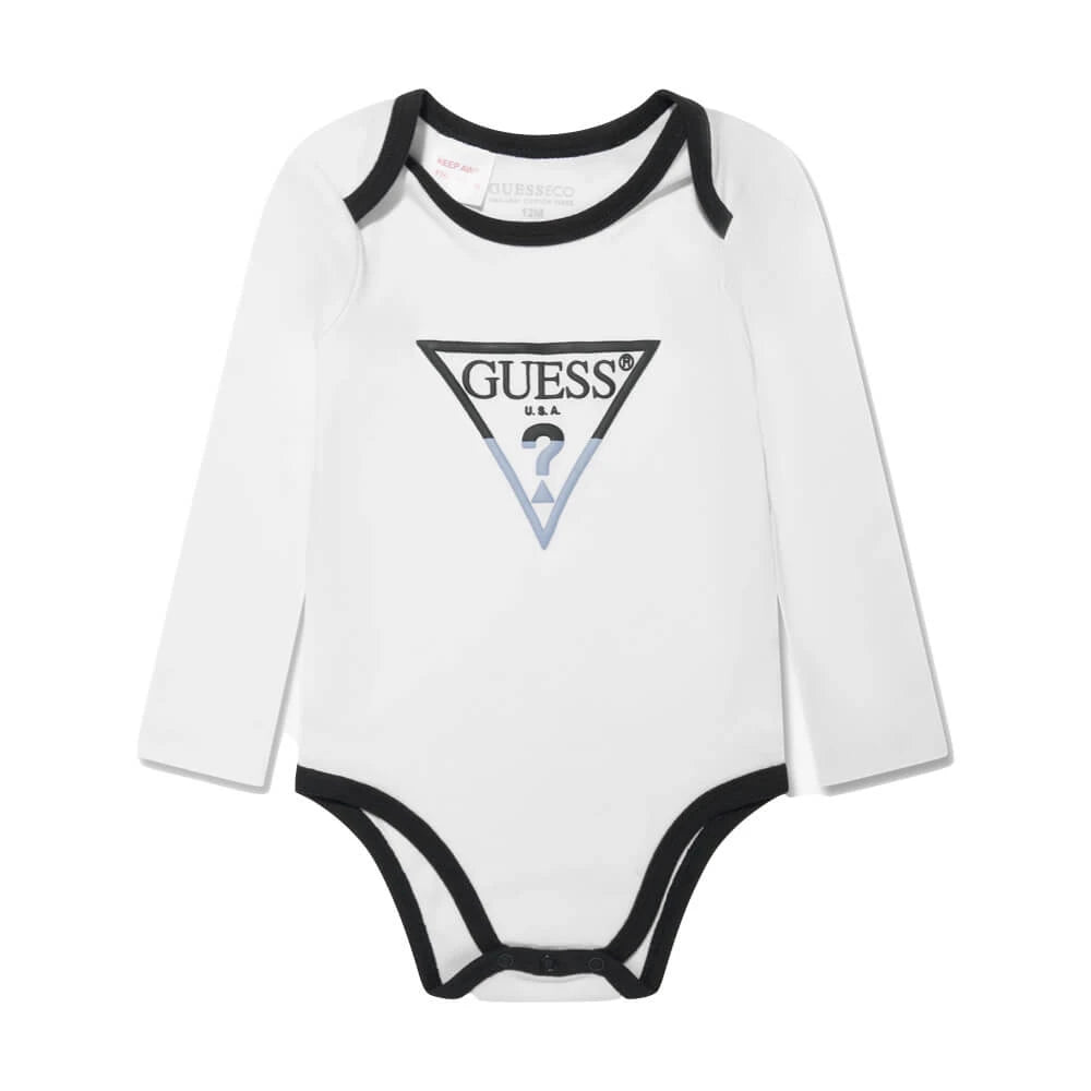 Guess Unisex Blue & White Jumper Joggers and Babysuit Combo Set
