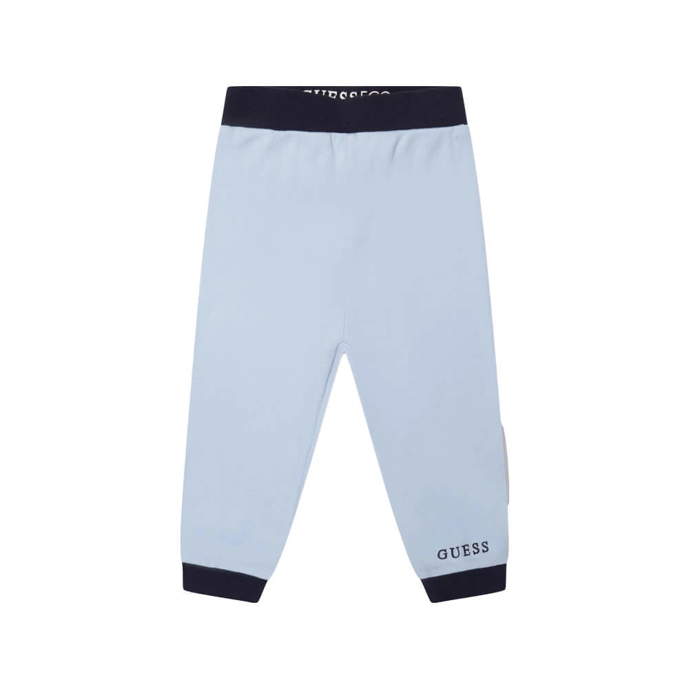Guess Unisex Blue & White Jumper Joggers and Babysuit Combo Set
