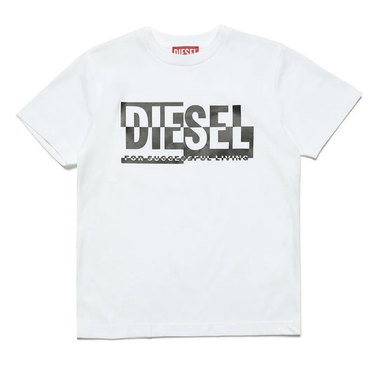 Diesel Boys White Trendy T-Shirt With Logo
