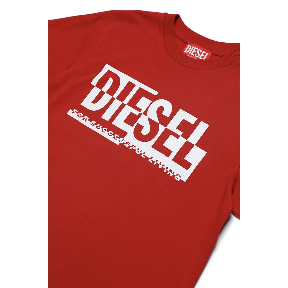 Diesel Boys Red T-Shirt With Logo